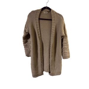 Carly Jean Los Angeles Chunky Knit tan open cardigan size M/L CJLA Beatrice Card